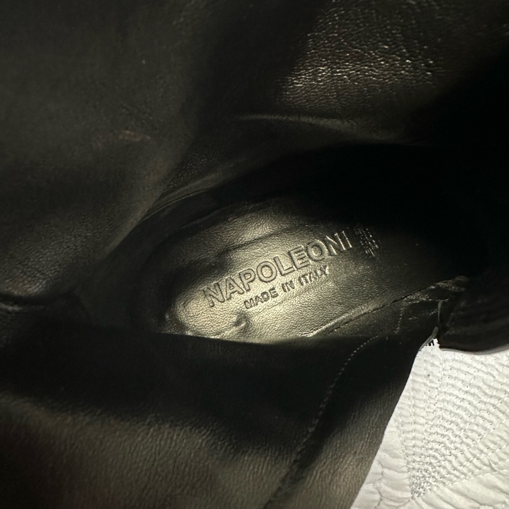 Napoleoni Black Leather Heeled Boots - Picture 7 of 8
